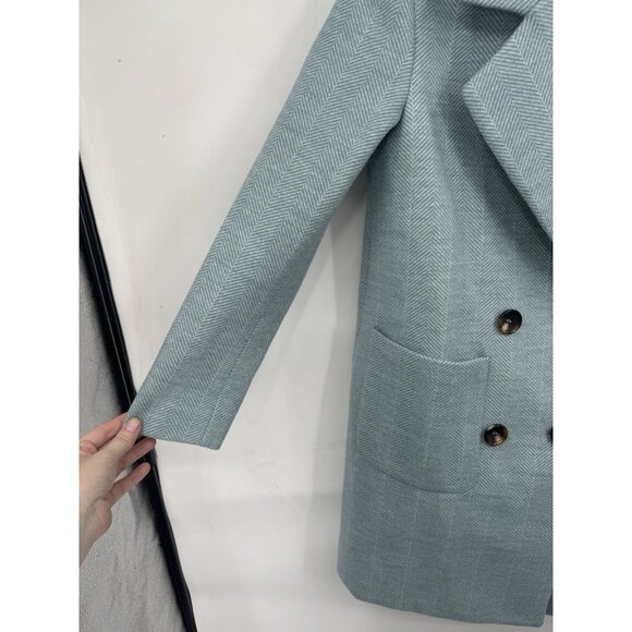 Elise Wool Blend Pea Coat Women Large Mint Double Breasted Modern Normcore - Picture 8 of 8